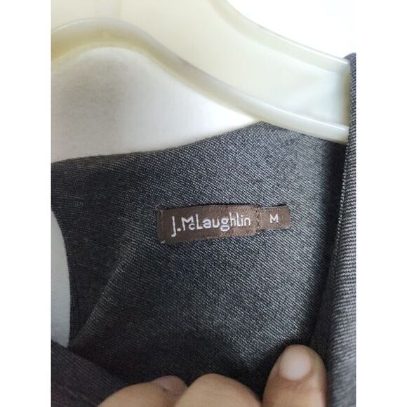 J. McLauglin Grey w/Black Animal Print 3/4 Sleeves Ponte Shift Dress sz Medium - Picture 5 of 10